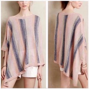 Pink XS Anthropologie Striped Knit Asymmetrical Zala Boho Xs/S Poncho/Cape